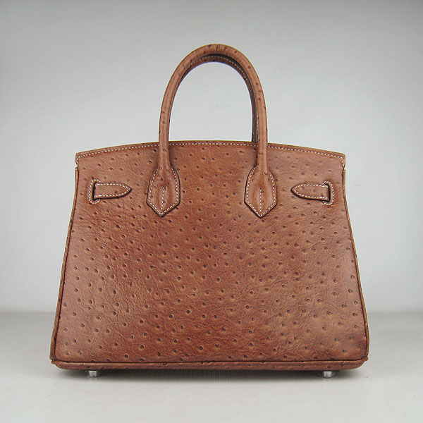 Replica Hermes Birkin 30CM Ostrich Veins Handbag Light Coffee 6088 On Sale